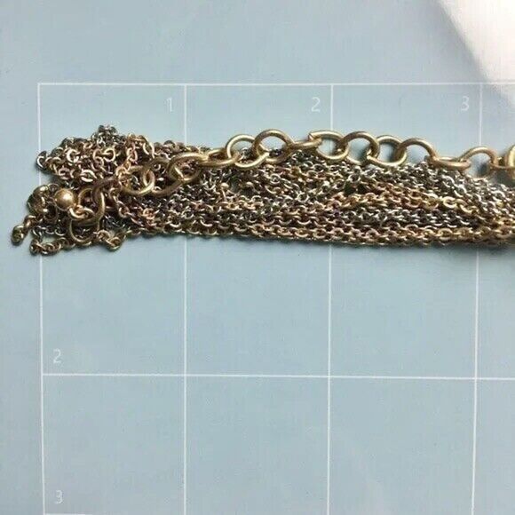 Tassel Necklace Gold Chain Silver Beaded Turquoise Color Stones Lava Beads - Picture 4 of 13